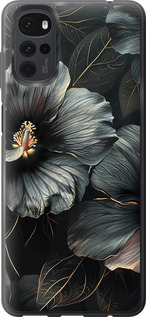 Чехол на Motorola G22 Черные цветы 6031u-2681 (Серый)