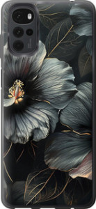Чехол на Motorola G22 Черные цветы 6031u-2681 (Серый)