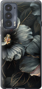 Чехол на Motorola Edge 20 Черные цветы 6031u-2497 (Серый)