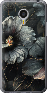 Чохол на Meizu MX4 PRO Чорні квіти 6031u-132 (Сірий)