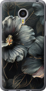 Чохол на Meizu MX4 PRO Чорні квіти 6031u-132 (Сірий)