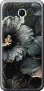 Чехол на Meizu MX6 Черные цветы 6031t-259 (Серый)