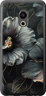 Чехол на Meizu Pro 6 Черные цветы 6031u-293 (Серый)