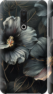 Чехол на Meizu 15 Plus Черні квіти 6031m-1473 (Сірий)