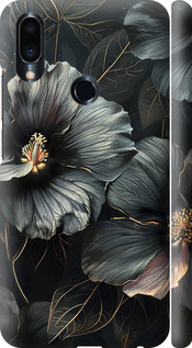 Чохол на Meizu Note 9 Чорні квіти 6031m-1689 (Сірий)