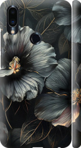 Чохол на Meizu Note 9 Чорні квіти 6031m-1689 (Сірий)