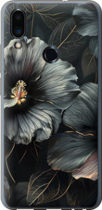 Чохол на Meizu Note 9 Чорні квіти 6031t-1689 (Сірий)