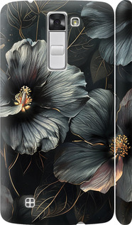 Чехол на LG K8 K350E Черные цветы 6031m-297 (Серый)