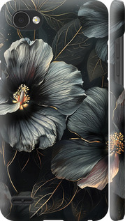Чехол на LG Q6 Черные цветы 6031m-1094 (Серый)