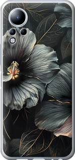 Чехол на Infinix Note 11 Черные цветы 6031u-2754 (Серый)