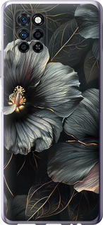 Чехол на Infinix Note 10 Pro Чорні квіти 6031u-2709 (Сірий)