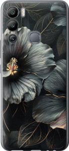 Чехол на Infinix Hot 12i Черные цветы 6031u-2863 (Серый)
