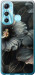 Чехол на Infinix Hot 11 Черные цветы 6031u-2762 (Серый)