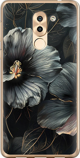 Чехол на Huawei Mate 9 Lite Черные цветы 6031u-474 (Серый)