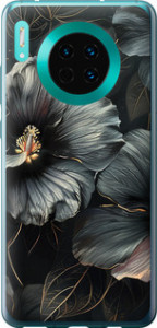 Чохол на Huawei Mate 30 Чорні квіти 6031u-1773 (Сірий)