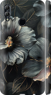 Чехол на Huawei Honor 10 Lite Черные цветы 6031m-1618 (Серый)