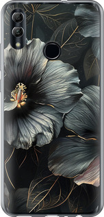 Чехол на Huawei Honor 10 Lite Черные цветы 6031u-1618 (Серый)