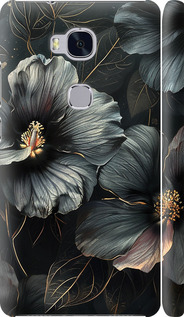 Чехол на Huawei Honor 5X Черные цветы 6031m-176 (Серый)