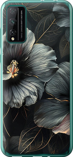 Чехол на Huawei Honor Play 4T Pro Черные цветы 6031u-1914 (Серый)