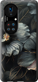 Чохол на Huawei P50 Чорні квіти 6031u-2292 (Сірий)