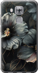 Чехол на Huawei Nova Plus Черные цветы 6031u-961 (Серый)