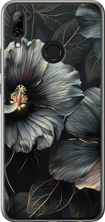 Чехол на Huawei Nova 3 Черные цветы 6031u-1535 (Серый)