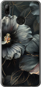 Чехол на Huawei Nova 3 Черные цветы 6031u-1535 (Серый)