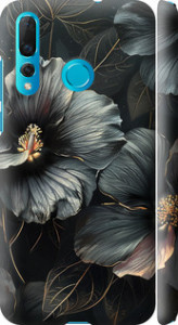 Чохол на Huawei Nova 4 Чорні квіти 6031m-1632 (Сірий)