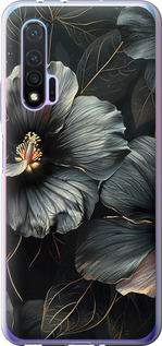 Чохол на Huawei Nova 6 Чорні квіти 6031u-1821 (Сірий)