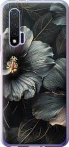 Чохол на Huawei Nova 6 Чорні квіти 6031u-1821 (Сірий)