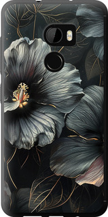 Чохол на HTC One X10 Чорні квіти 6031u-995 (Сірий)