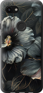 Чехол на Google Pixel 3a XL Черные цветы 6031t-1713 (Серый)