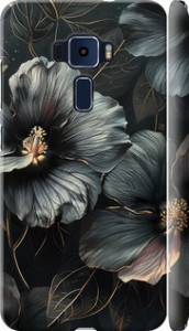 Чохол на Asus Zenfone 3 ZE552KL Чорні квіти 6031m-448 (Сірий)