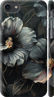 Чехол на iPhone SE 2022 Чорні квіти 6031m-3737 (Сірий)