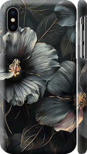 Чохол на iPhone X Чорні квіти 6031m-1050 (Сірий)