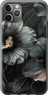 Чехол на iPhone 11 Pro Max Черные цветы 6031t-1723 (Серый)
