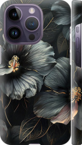 Чехол на iPhone 14 Pro Черные цветы 6031m-2646 (Серый)