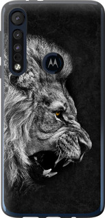 Чехол на Motorola One Macro Лев 1080u-1812 (Черный)
