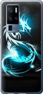Чехол на Vivo X50 Pro Plus Бело-голубой огненный дракон 113u-2056 (Голубой)