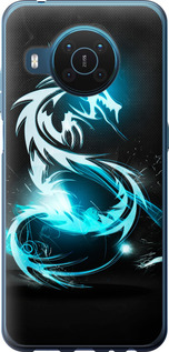 Чехол на Nokia X20 Бело-голубой огненный дракон 113u-2532 (Голубой)