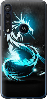 Чехол на Motorola One Macro Бело-голубой огненный дракон 113u-1812 (Голубой)