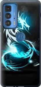 Чохол на Motorola Edge 20 Pro Бе-ло-блакитний вогняний дракон 113u-2662 (Блакитний)