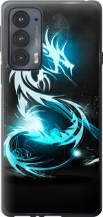 Чохол на Motorola Edge 20 Бе-ло-блакитний вогняний дракон 113u-2497 (Блакитний)