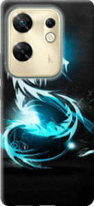 Чехол на Infinix Zero 30 4G Бело-голубой огненный дракон 113u-3413 (Голубой)