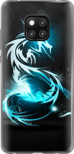 Чохол на Huawei Mate 20 Pro Біло-голубий вогняний дракон 113t-1567 (Голубий)