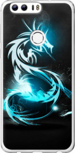 Чехол на Huawei Honor 8 Бело-голубой огненный дракон 113u-351 (Голубой)