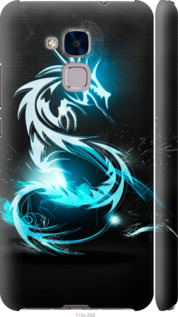 Чехол на Huawei Honor 5C Бело-голубой огненный дракон 113m-356 (Голубой)