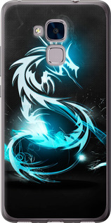 Чехол на Huawei Honor 5C Бело-голубой огненный дракон 113t-356 (Голубой)