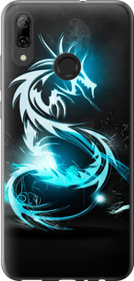 Чехол на Huawei P Smart 2019 Бело-голубой огненный дракон 113t-1634 (Голубой)