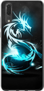 Чохол для Huawei P20 Біло-блакитний вогняний дракон 113u-1396 (Блакитний)